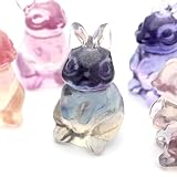 [GOLD STONE] ウサギ 置き物 フローライト イエロー グリーン パープル ピンク 正月 新年 縁起物 彫り物 兎 うさぎ 干支 卯 天然石 パワーストーン 1個売り