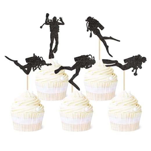 Ercadio 25 PCS Diver Cupcake Toppers Summer Diver Cupcake Toppers Picks Black Diver Cake Topper for Swim Party Birthday Baby Shower Kids Birthday Party Cake Decorations Supplies