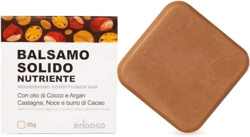 Vaste conditioner voor krullend en kroeshaar, zonder sulfaten, siliconen, parabenen, anti-kroes en voedend met argan- en kokosolie, kastanje en walnoot, 100% handgemaakt, natuurlijk, veganistisch