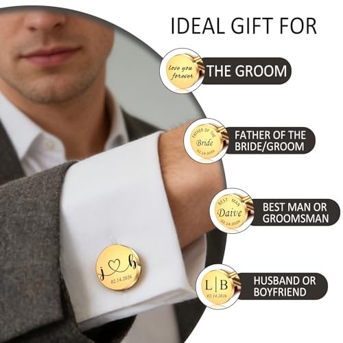 2 pares de mancornas personalizadas para hombres en acero miniatura 3