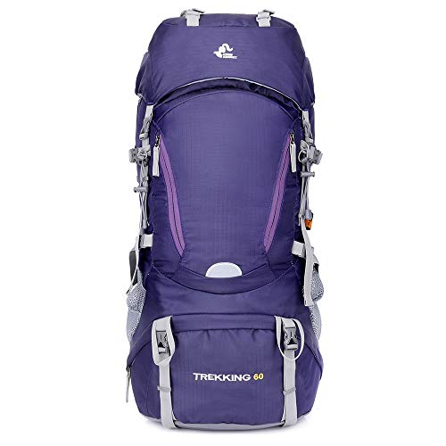 65L Waterproof Internal Frame Hiking Backpack with Rain Cover,Outdoor Sport Daypack Travel Bag