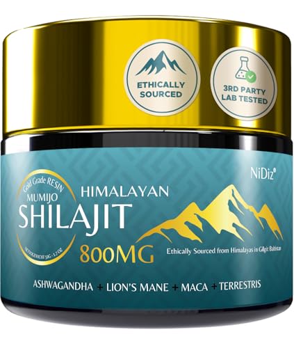 100% Shilajit Puro del Himalaya Original 800MG, Hierbas Ayurvédicas 5 en 1, para 55 días, Probada en Laboratorio en Europa, 50g