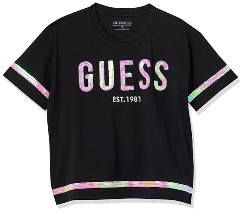 GUESS Girls' Organic Cotton Awesome Sequin Shirt