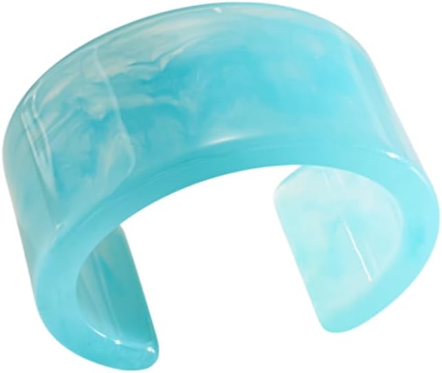 Caiyao Colorful Acrylic Resin Open Bracelet Geometric Simple Transparent Tortoiseshell Acetate Plate Cuff Bangle Lightweight Chunky Thick Thin Wide Face Plastic Bracelet for Women Jewelry