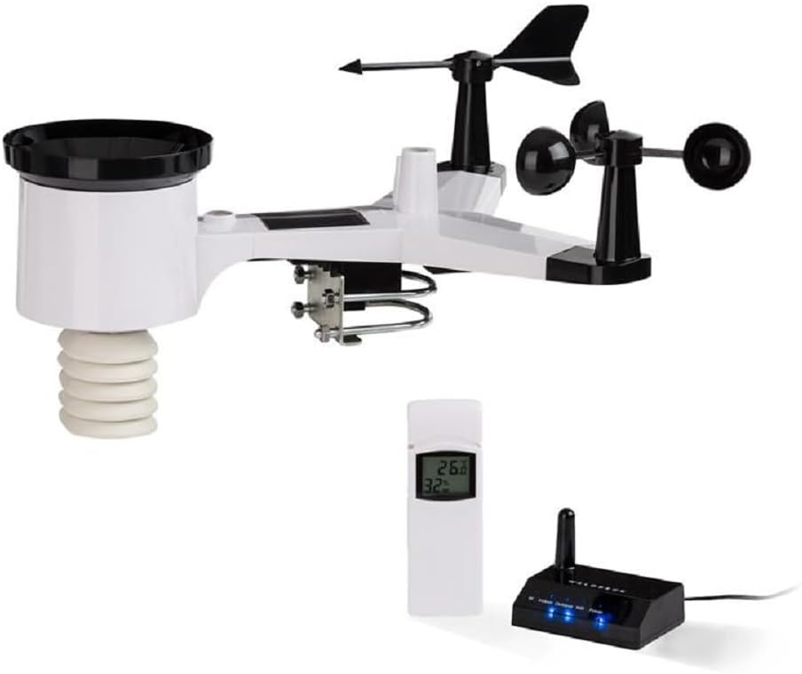 Waldbeck Halley Professional Weather Station - 6-in-1 Weather Measurements, Indoor and Outdoor, WiFi, Information on Wind, Rain & Air Pressure, White