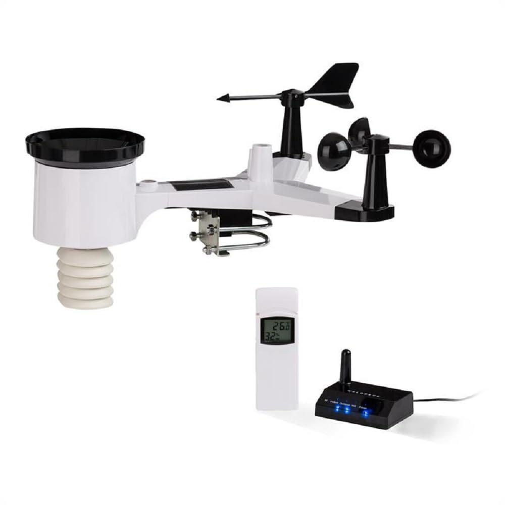 Waldbeck Halley Professional Weather Station - 6-in-1 Weather Measurements, Indoor and Outdoor, WiFi, Information on Wind, Rain & Air Pressure, White