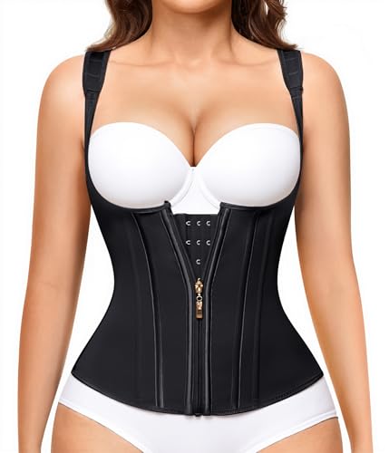 Nebility Waist Trainer for Women Corset Shapewear Tummy Control Faja Body Shaper Waist Cincher with Adjustable Strap(Black,XXX-Large)