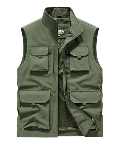Btmpmcs Gilet de Pêche Multifonctionnel avec Multi-Poches - Veste sans Manches Légère et Respirante pour Plein air, Sport, Voyage, Camping, Chasse à Séchage Rapide