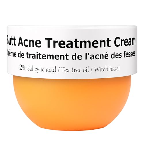 Butt Acne Clearing Treatment, Moisturizer Bum Bum Cream with 2% Salicylic Acid, Tea Tree Oil & Witch Hazel, Body Back Acne Treatment, Cystic Acne Treatment for Skin Delicate and Smooth 2.4oz