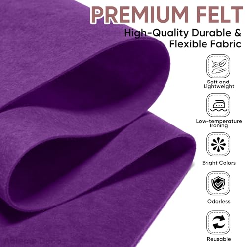 Image of Soft Felt Fabric Sheet 18 inch x 36 inch, 1.6mm Acrylic Craft Felt, Purple | Soft Thick Felt by The Yard, Large Precut Sheet, Nonwoven Fabric for Sewing DIY Crafts, Classroom & Home Decor