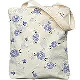 EFFUSON Bolsa de mano para mujer, bonita impresión de dos caras con cremallera, estética, floral, Cottagecore, bolsa de lona mediana con bolsillo, 16-violeta Romance, Talla única