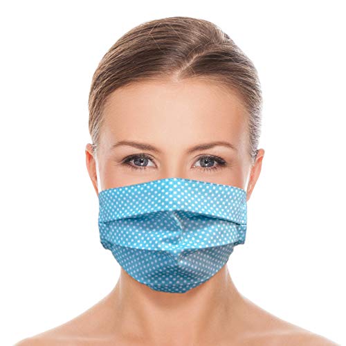 Lilind® Masque faciaux, Tissu Respirant, Fait main, Réutilisable, Lavable 100% coton Points bleus Cover
