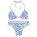 Bikini per le donne String costumi da bagno da donna Set cravatta nodo costume da bagno sirena scale colorate, Bilancia colorata sirena 3, S