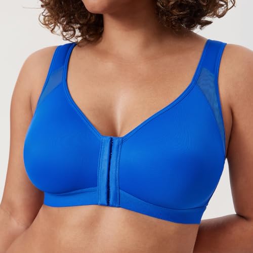 Image of DELIMIRA Women's Full Coverage Front Closure Wire Free Back Support Posture Bra
