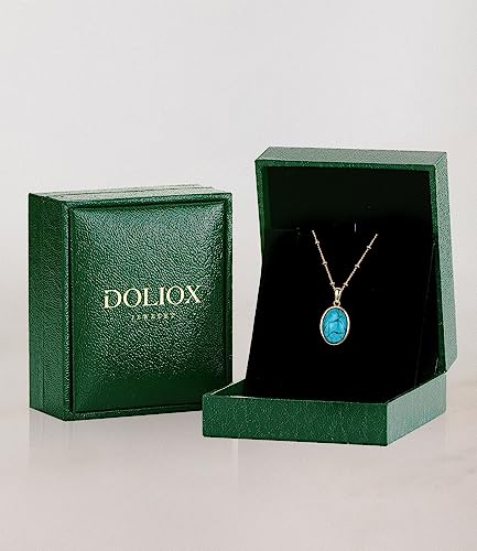 Doliox Genuine Turquoise Necklaces For Women 925 Sterling Silver Oval Real Gemstone Pendant Birthday Jewelry Gift For Mom Wife Her #TOP3