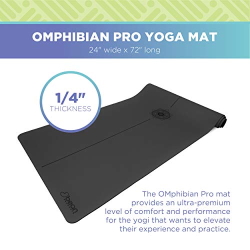 Bean Products Omphibian Pro Yoga Mat | Premium Pu (Polyurethane) Rubber | Slip Resistant Waterproof | Extra Thick ¼” Two Layer Construction | Laser Etched Symmetry Mandala Design | (4Mm Thick X 24” Wide X 72” Long ) | Gray #TOP1