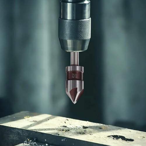GYSRXS 5 Stück Senker Bohrer Set für Metall 82° 5-Schneidiges Senker Bit Kegelsenker mit 1/4 Zoll Sechskantschaft Verwendet für Metalle Mittlerer Härte, Holz, PVC