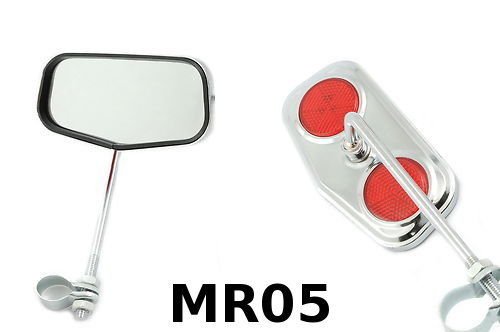 Rectangle Mirror Bicycle Chrome Amber Reflectors