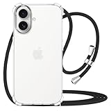 YESPURE for iPhone 17 Case Cord Adjustable Neck Lanyard Crossbody Clear Case Strap Women Soft TPU Bumper Transparent Phone Cover Shockproof Protective Mobile Cover for iPhone 17 - Black