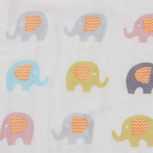 Image of Kassy Pop Printed 6 Layer Bamboo Muslin Blanket Cum Swaddling Towel for Baby, Toddlers | 70% Bamboo, 30% Cotton | AC Quilt, Multi-Purpose Blanket | 110cm x 110cm (Elephant Print)