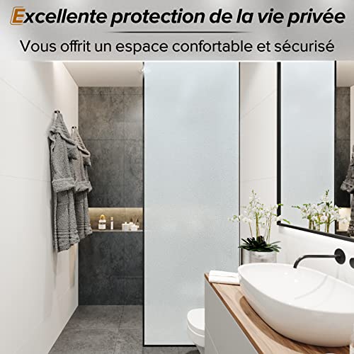 rabbitgoo Film Fenetre Anti Regard, Film Occultant Fenêtre, Film Electrostatique Vitre 44.5x200cm Bon Intimité, Film Opaque pour Vitre Anti UV Dépoli pour Salle de Bain Cuisine Bureau Maison Chambre – vue 6