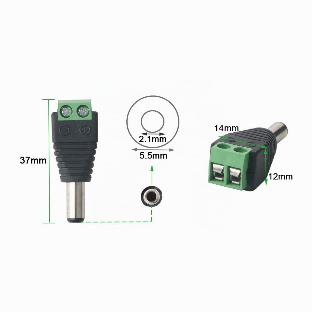 30 Connettori A Vite DC 5.5x2.1 Mm Per Alimentazione 12V – Per CCTV, LED E Telecamere - 2