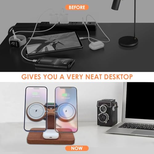 Xunhomon Dual Phone Charging Station Compatible with Magsafe Charger Stand Magnetic Wireless Charger for iPhone 17 16 15 14 13 12 Series iWatch AirPods Wireless Charging Station for Multiple Devices by Xunhomon - Image 5