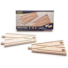 maxim enterprise, inc. Switch Track, Wooden Train Track Accessories Compatible with Thomas & Friends, Brio Wooden Train, and All Major Brand Fine Wooden Train Sets, 2 Pack Expansion Track