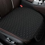 DUSCOKE Car Seat Cover, Comfortable Anti-Slip Linen Auto Front Seat Protector, Breathable Seat Bottom Cushion Pad with Storage Pocket, Universal Vehicle Interior Accessory for SUV Truck (Black)