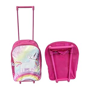 HTUK Unicorn Trolley Unicorn Wheeled Bag Unicorn Suitcase for Girls Kids Trolley Hand Luggage with 2 Wheels, Practical Carry On Suitcase, Children Toddlers Travel Bag Gifts, Pink