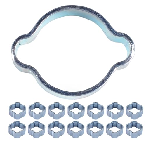 ABOOFAN 20pcs Double Ear Hose Clamps Metal Crimp Rings for Pipe and Tube Fittings 15-18mm Galvanized Steel Hose Fastener Clips for Plumbing and Industrial Use