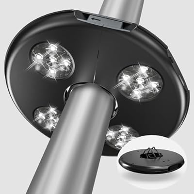 OUSITAK 20 LED Rechargeable Patio Umbrella Lights, Adjustable Brightness Umbrella Lights with Added Hanging Function - Patio Camping Accessories Essentials, Outdoor Tents Hanging Lights