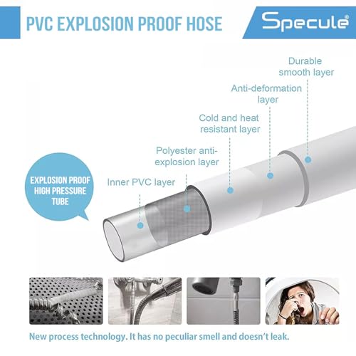 Image of 1.5 Meter PVC High Pressure Flexible Tube Shower Hose Pipe /Hand Shower Pipe /Health Faucet Tube Jet Spray Pipe (Chrome) (Brass Parts)