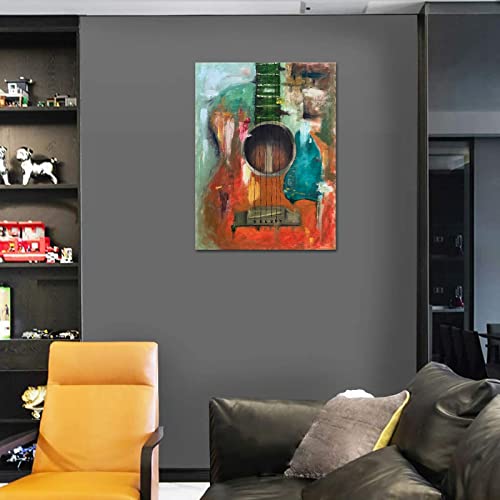 Yeilnm Music Canvas Wall Art Red Guitar Canvas Prints Abstract Musical Instrument Painting Artwork Home Office Living Room Bedroom Decor Bar Decor Gallery Ready To Hang #TOP1