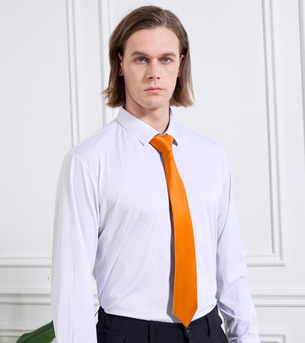 Image of KOOELLE Men's Ties Solid Pure Color Plain Neckties Formal Black Ties For Men