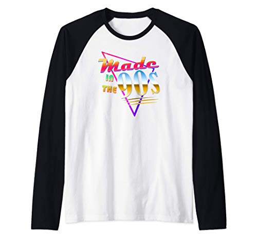 "Made in the 90s" Vaporwave design. Retro 90's Birthday Gift Raglan Baseball Tee