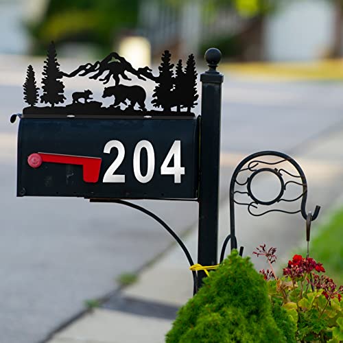 image for Lincia Bear Mailbox Topper Set Reflective Mailbox Numbers Sticker Deca