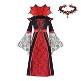 Twister.CK Halloween Girls Vampire Costume,Royal Costume Set Dress Up for Girls,Dress Up Party, Cosplay, Vampire-Themed Party