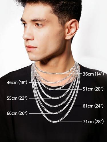 Silvora Chaine Homme en Argent 925 Massif 55cm 5mm Chaîne Collier Argent Maille Gourmette Cubaine pour Femme Homme Bijoux Cadeau Noël Anniversaire avec Boîte – vue 5