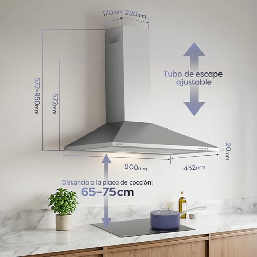 Miniatura 3 de Campana Extractora Para Cocina, De Ciarra, 90 Cm, De Acero Inoxidable