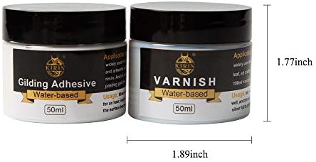 Gilding Adhesive, 50ml Epoxy Resin Water-Based Gold Leaf Glue for Professional Craft Use and 50ml Varnish for Protecting the Surface of the Gold Foil from Oxidation (Brush + Gloves as Gifts)