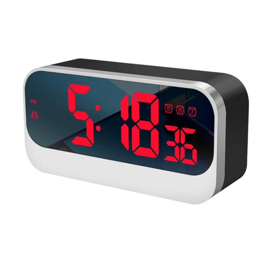 HRWLY Alarm Clock Automatic Brightness LED Digital Weekday Alarms Power Off Time Table Home Decor(D)
