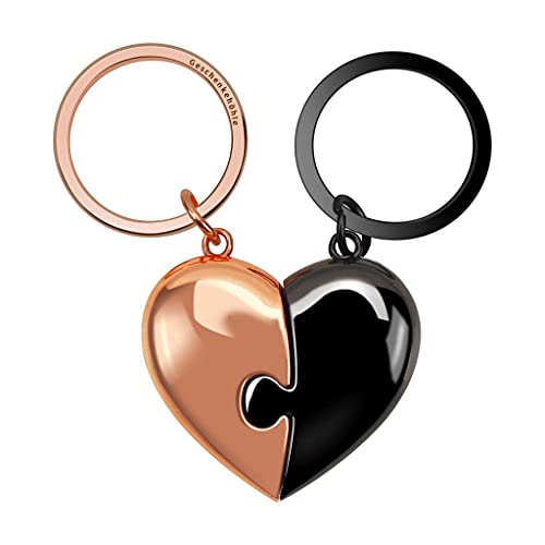 PREMIUM Schlüsselanhänger Puzzle Herz Pärchen für deinen Lieblingsmensch I Liebespuzzle Keychain mit Gravur für Paare I Ich liebe dich Partner Schlüsselringe als Geschenk am Schlüsselband