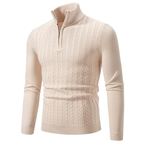 Muscularfit Mens Knit Polo Sweater Long Sleeve Slim Fit 1/4 Zip Knitted Pullover Sweaters Causal Stylish Business Knitwear