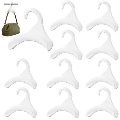 Cohortstar 10 Pcs Purse Hanger Hook Purse Organizer Insert Hanger Holder Handbags Backpacks Arch Hook for Closet Home Storage(White)