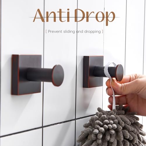 Image of KOKOSIRI Robe Hooks Oil Rubbed Bronze Bathroom Shower Hook for Wall Closet Kitchen Hanging Towels Bathroom Hardware Stainless Steel 2 Pack, B1016ORB-P2