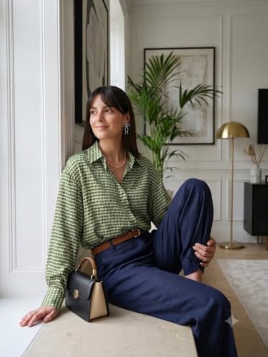 Image of OOMPH! Women's Printed Shirt | Full Sleeves | Collared Neck | Curved Hem | Casual Shirt for Women