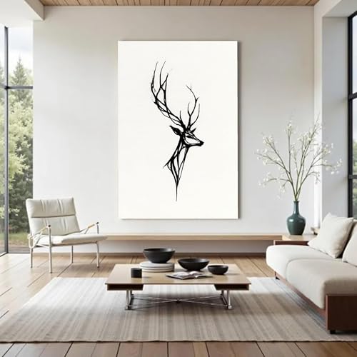Impression sur toile cerf noir design minimaliste premium XINBAO