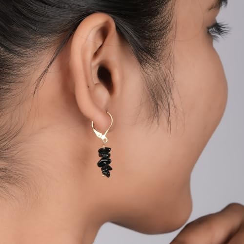 Gempires Natural Gift Black Tourmaline Crystal Earrings Lightweight Handmade Gemstone Jewelry Hypoallergenic Gold Plated Dangling Everyday Fashion Jewelry2