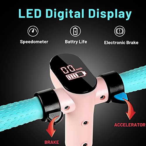 Simate Electric Scooter For Kids Ages 6-12, Foldable E-Scooter With Led Display For Kids Ages 5 And Up, 6.5" Solid Rubber Wheels, Boys Girls Gifts #TOP4